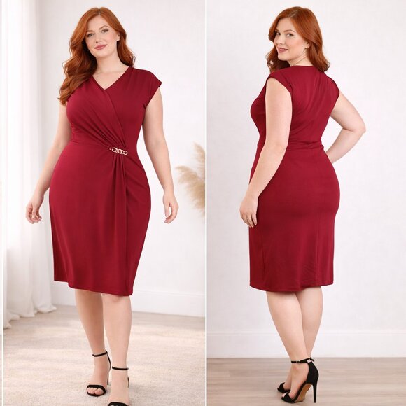 👗 Wrap-Style Midi Dress with Buckle Waist | Tradition | Good Condition - Picture 2 of 7